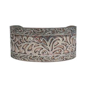 Women Cuff Bracelet Silver Tone Plated Metal With Costume Jewelry Adjustable